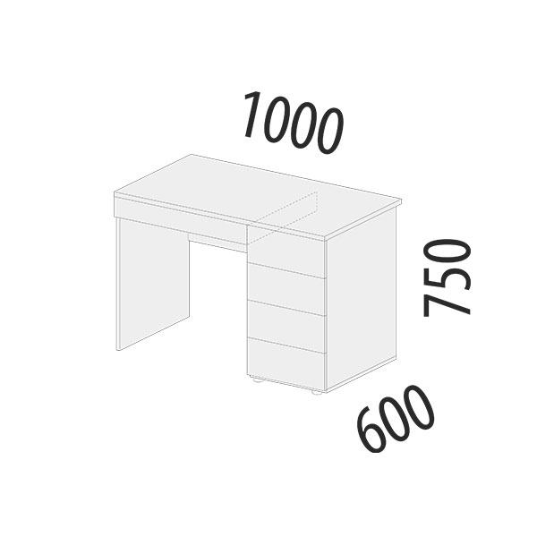 Письменный стол 1000х600х750 белый